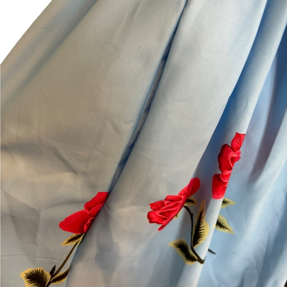 Blue Floral Strapless Dress - Picture 8 of 11
